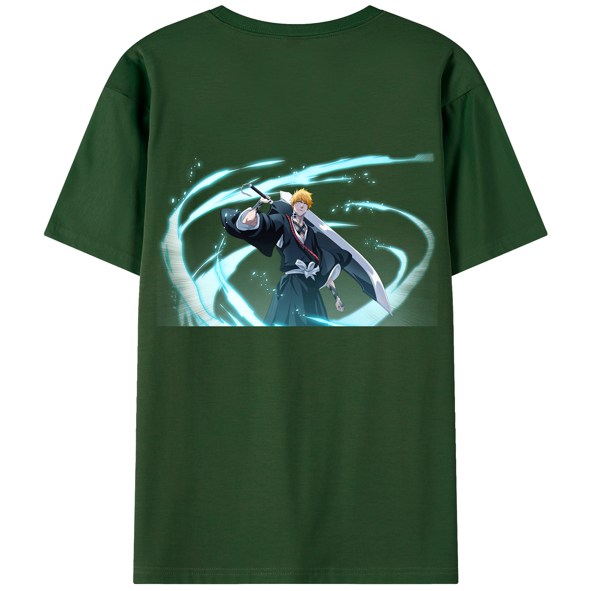 （画像用） ブリーチ 黒崎一護（くろさき いちご）BLEACH Kurosaki Ichigo 綿100％半袖Tシャツ（背面プリント）